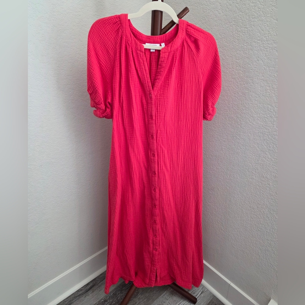 Chico's Coral Pink Button-Down Gauze Dress
